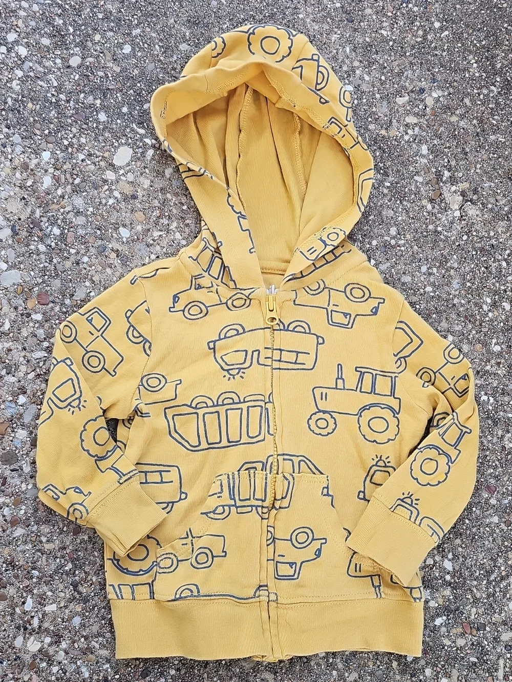 A Child Of Mine Carter's Baby Infant Hooded Mustard Yellow Sweater Trucks 3-6 mo
